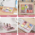 Marbrasse 2P Pink Desk Drawer Organizer, Metal Mesh Drawer Organizer Tray - Image 3
