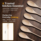 Cooking Wooden Spoons, MORGLES 14-Inch Serving Spoons - Image 2