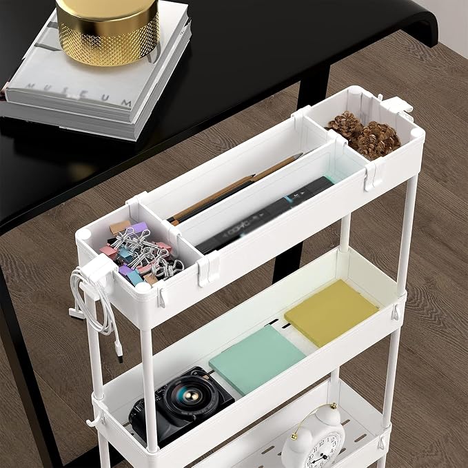 SPACELEAD 2-piece Set Slim Storage Cart 3 Tier, Bathroom Organizer Rolling - Image 7