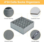 Joyoldelf Sock Drawer Organizer Divider Underwear Organizer 24-cell Fabric - Image 2