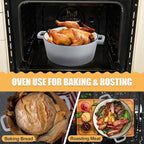 P&P CHEF 5Qt Dutch Oven Pot for Bread Baking, 2 In 1 Round Cast Iron Dutch Oven - Image 4