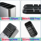 LIBODOUR Utensil Holder, Stainless Steel Caddy Counter, Spoon holder, 4 - Image 4