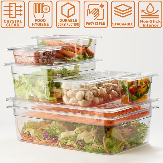 CURTA 6-Pack Full Size 6" Deep NSF Polycarbonate Food Pans | Dishwasher & - Image 6