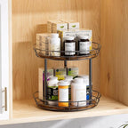 LAMU 10'' Lazy Susan Turntable Organizer, 2 Tier Round Rotating Spice Rack - Image 7