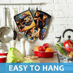 Watercolor Dog Oven Mitts and Pot Holders Sets Heat Resistant 4Pcs Potholders - Image 4