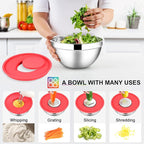 E-far Mixing Bowls with Lids Set, 7-Piece Stainless Steel Mixing Bowls with 3 - Image 3