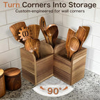 Acacia Wood Kitchen Utensil Holders - Image 2