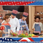SATINIOR USA 4th of July Flag Kitchen Chef Hat Adjustable Apron 250th - Image 7