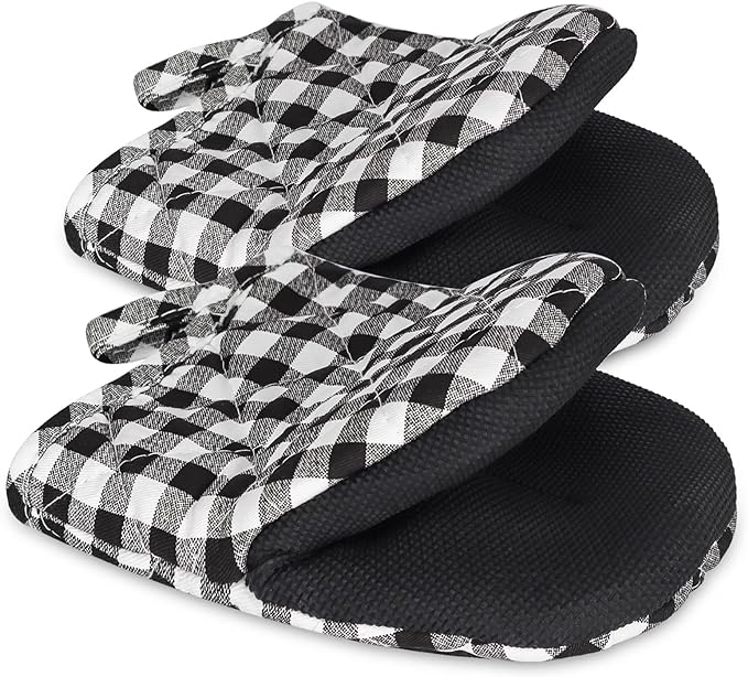 Short Oven Mitts, Heat Resistant 500°F, Silicone Grip Kitchen Gloves, Non-Slip by GOLDMEET