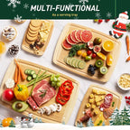 Bamboo Cutting Board Set Non Slip Feet Over Sink Men Husband Birthday Christmas - Image 6