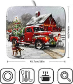 Red Truck Christmas Dish Drying Mat - Image 2