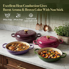 3 Quart Enameled Cast Iron Braiser, Non Stick Enameled Cast Iron Skillet - Image 2