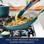 Rachael Ray Cook + Create Nonstick Frying Pan/Skillet, 12.5 Inch, Agave Blue - Image 4