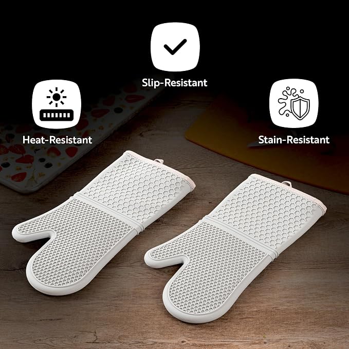 Comfy Grip 14 x 7.3 Inch Thick Baking Mitts, 1 Food-Grade Cooking Glove Set - Image 4