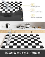 Rnivvi Dish Drying Mat for Kitchen Counter, XL 15 x 24" Cute Checkered - Image 4