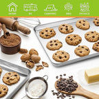 Half Sheet Pan of 2, CEKEE Stainless Steel Baking Sheet Pan Tray Cookie Sheet - Image 7