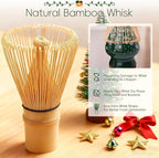 Christmas Matcha Whisk Set, Ceramic Matcha Set Includes Bowl & Holder, Bamboo - Image 4