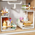 PXRACK Under Sink Organizer, Adjustable Height, 2 Tier Pull Out Under Cabinet by PXRACK