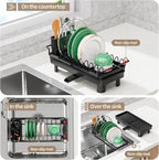 SanDream Dish Drying Rack, Small Over Sink Dish Drying Rack, Expandable Over - Image 2