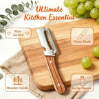 Multi-Functional Vegetable Peeler, Zero Snag Wooden Handle Stainless Steel - Image 4