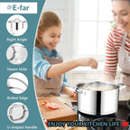 E-far 4 Quart Stock Pot with Lid, Stainless Steel Stockpot - Image 4