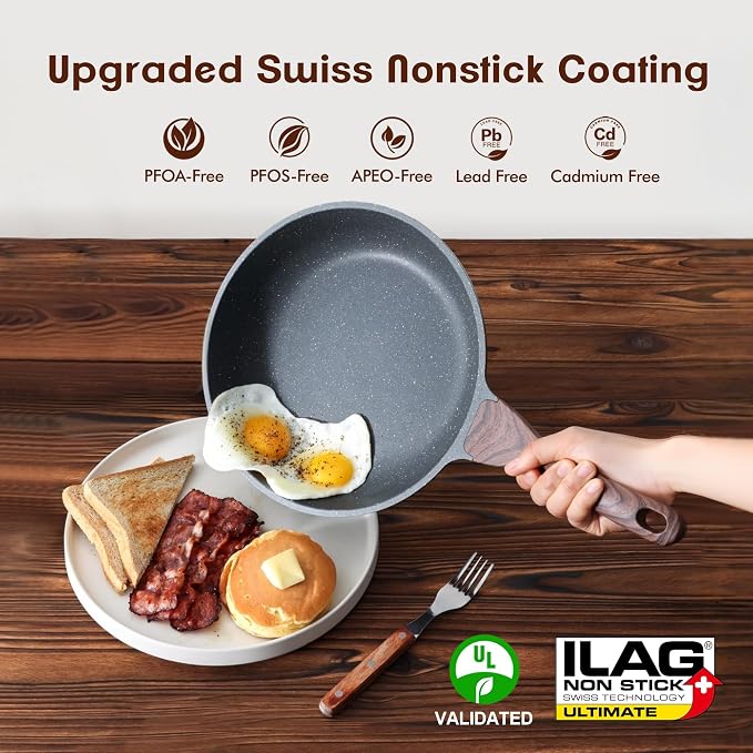 SENSARTE Nonstick Frying Pan Skillet, Swiss Granite Coating Omelette Pan - Image 2