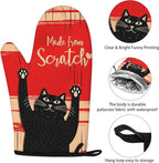 Funny Cat Oven Mitts and Pot Holders Sets Red Black Kitchen Decor Cute Cat - Image 3