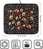 Black Flowers Dish Drying Pad Boho Floral Washable Microfiber Kitchen Mat - Image 2