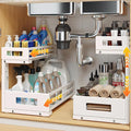 L-Shaped Metal Under Sink Organizer, 2-Tier Double Pull-Out Cabinet Organizer by UnderSinkOrganizer