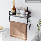 ESOW Paper Towel Holder with Shelf Storage, Adhesive Wall Mount 2-in-1 Basket - Image 3