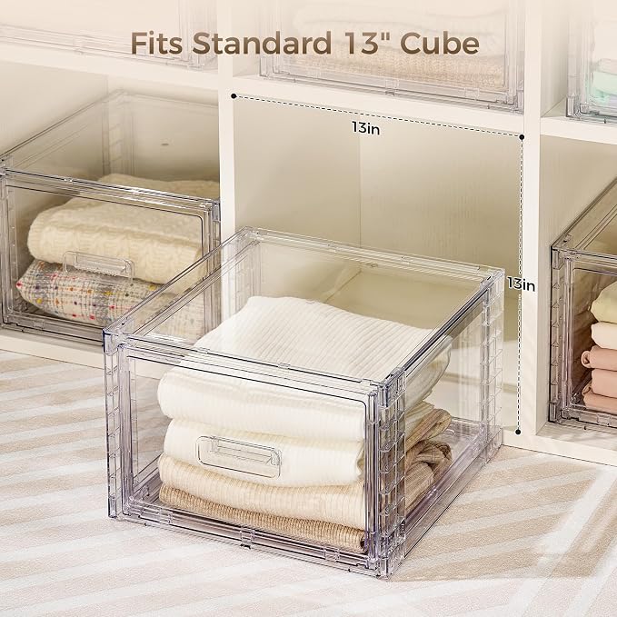 Vtopmart 9 Pack 18QT Clear Stackable Storage Drawers, Easily Assemble Closet - Image 6