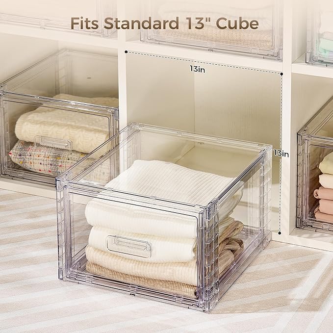 Vtopmart 4 Pack 18QT Clear Stackable Storage Drawers, Easily Assemble Closet - Image 7