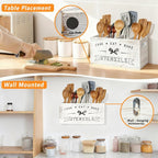 Extra Large and Durable Retro White Wooden Kitchen Utensil Holder - Image 3