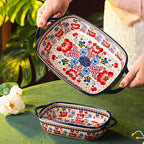 Baking Dish Ceramic Baking Pan Blue Casserole Dish Porcelain rectangular Baking - Image 5