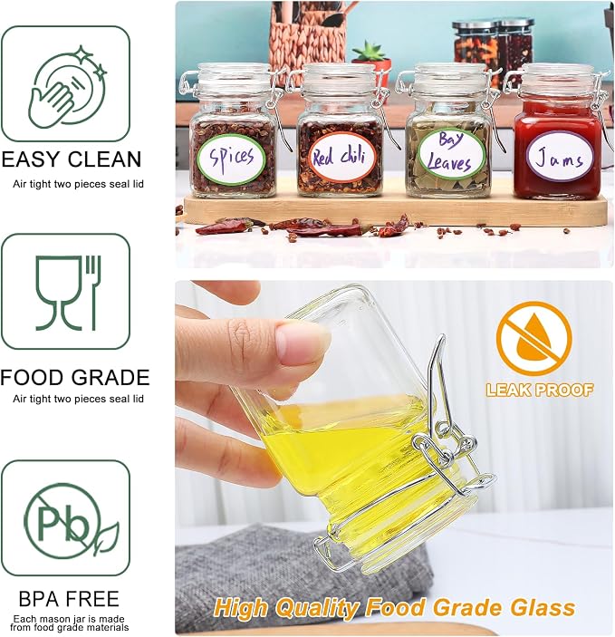 Small Glass Jars with Lids, 4 oz Spice Jars with Labels, Small Glass Containers - Image 4