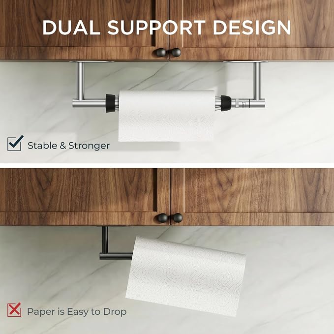 FORIOUS Paper Towel Holder Under Cabinet, One Hand Operable - Image 4
