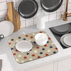 Patriotic July of 4th Blue Red White Star Dish Drying Mat - Image 6