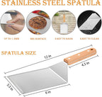 Wooden Metal Spatulas 2Pcs, HaSteeL Professional Large Griddle Spatula Tools Set - Image 2