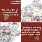 Enamel Stockpot with Lid, 2.5 Quart Retro Cooking Pot, Vintage Floral Stew Bean - Image 4