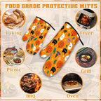 Halloween Pumpkins Oven Mitts and Pot Holders Set, Ghosts Black Cats Kitchen - Image 5