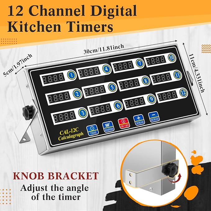 Relaxweex 2 Pack Commercial 12 Channel Digital Kitchen Timer, Wall Mount or - Image 2