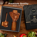 Mooues Wooden Spoons for Cooking, Wooden Utensils for Cooking Natural Teak - Image 3