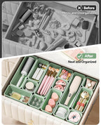 Canfanni 13 Pack Plastic Drawer Organizers Set, 3 Sizes Desk Drawer Organizer - Image 4