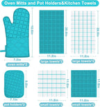 Oven Mitts Kitchen Towels and Dishcloths Pot Holders Sets, Oven Gloves Kitchen - Image 2