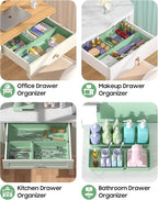 10 Pack Large Size Plastic Drawer Organizers Set, 3 Sizes Desk Drawer Organizer - Image 5