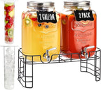 2 Gallon Large Glass Drink Dispenser Set, 2 Pack Beverage Dispensers by JILLSKY