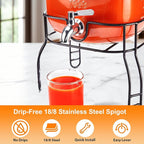 2 Gallon Large Glass Drink Dispenser Set, Beverage Dispensers - Image 5