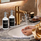 White Glass Soap Dispenser Set of 2, 16oz Hand and Dish Soap Dispenser - Image 7