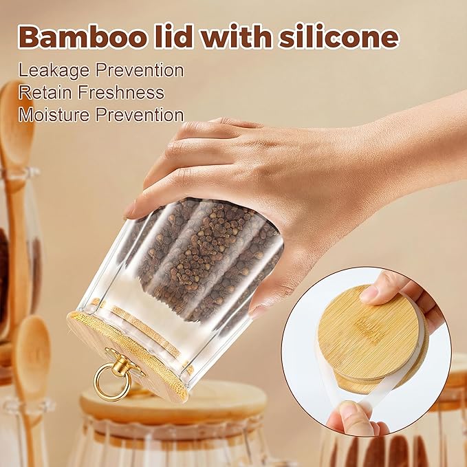 holoith Sugar Jar with Lid and Spoon, 24oz Large Glass Spice Jars - Image 5