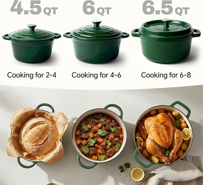 6 Quart Dutch Oven Pot with Lid, Non Stick Enameled Cast Iron Dutch Oven - Image 3